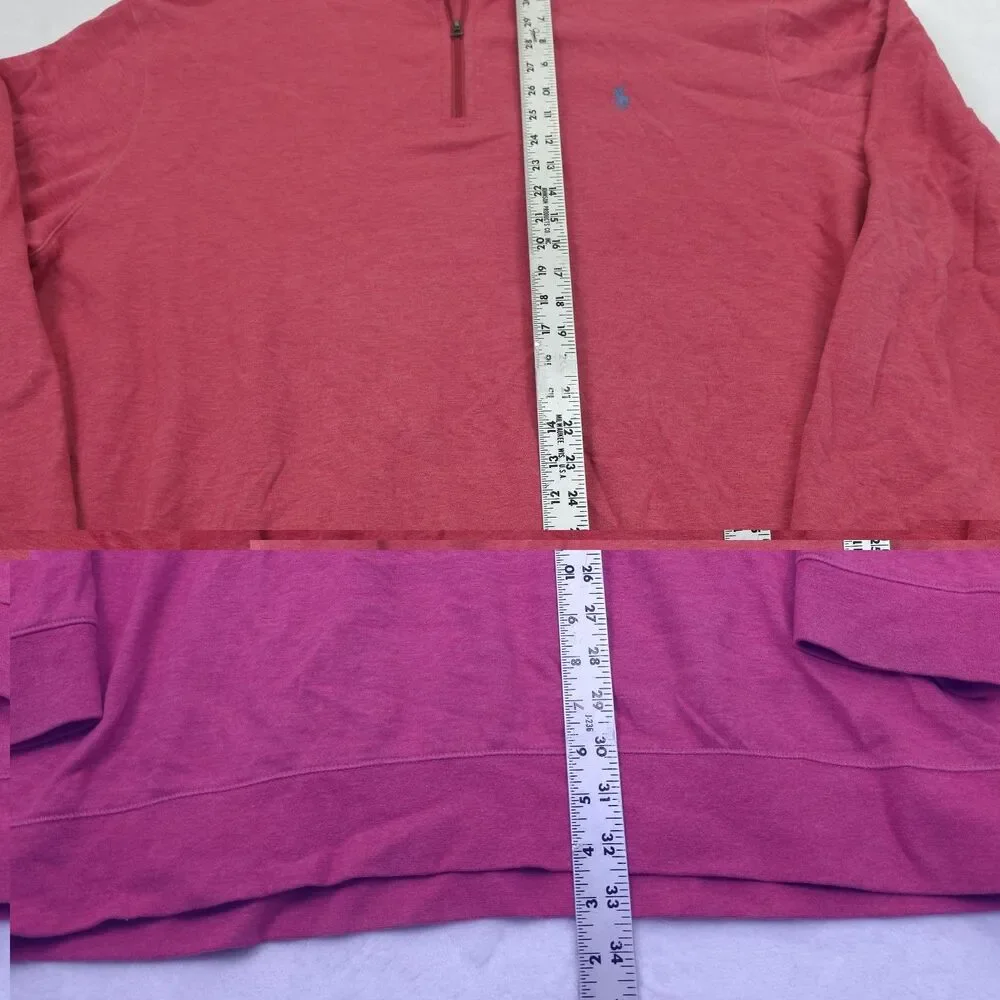 Polo Ralph Lauren Pullover Mens XXL Red Quarter Zip Sweater Classic Pony Logo